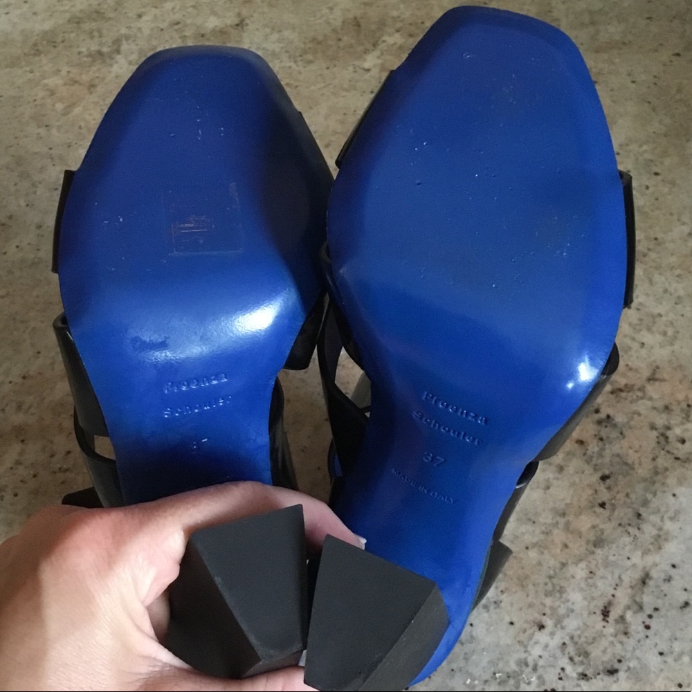 Proenza Schouler Black Blue Patent Leather Strappy Heels Sandals - Picture 10 of 16